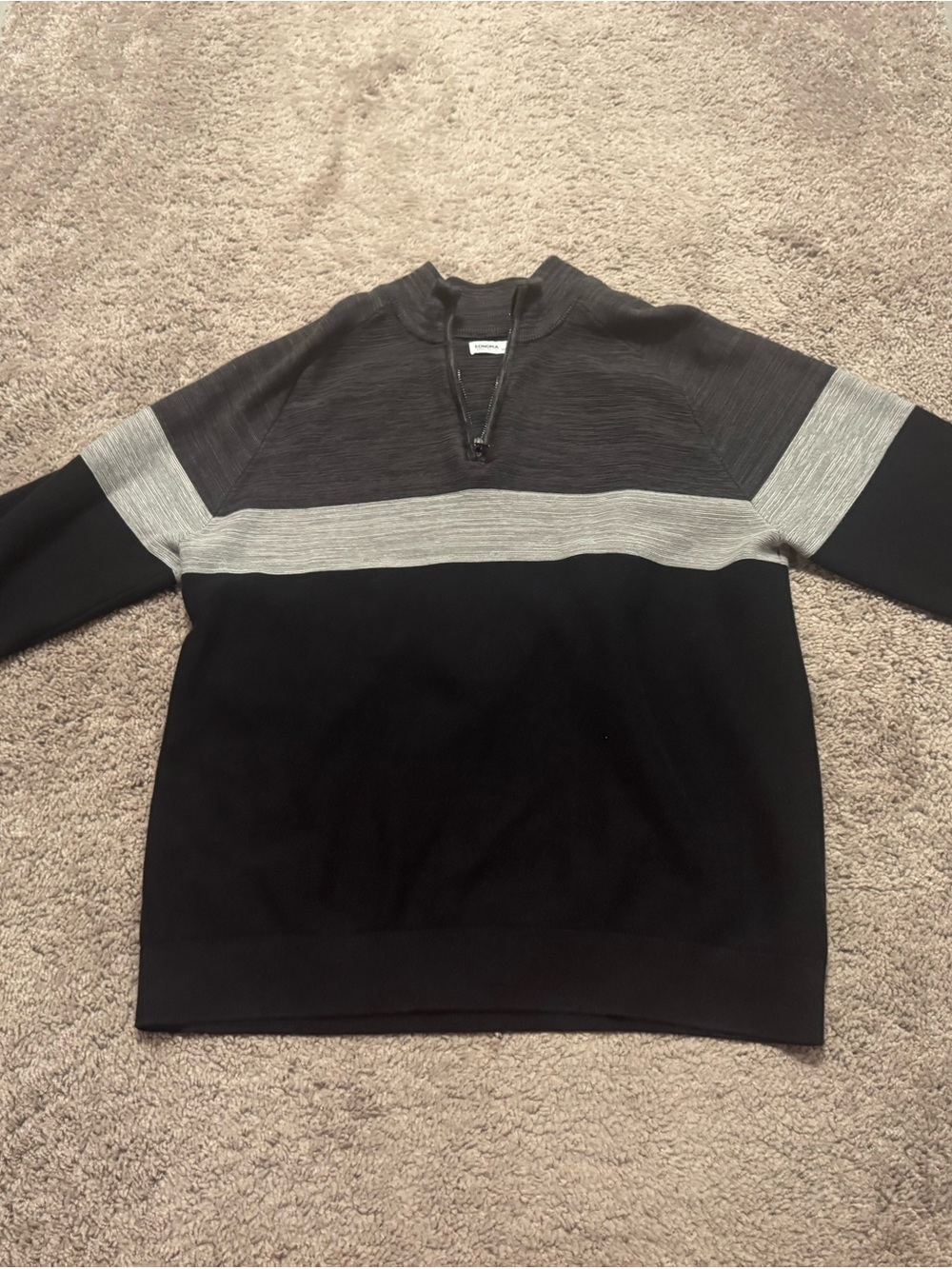 Sonoma Black and Gray Zip-Up Colorblock Sweater